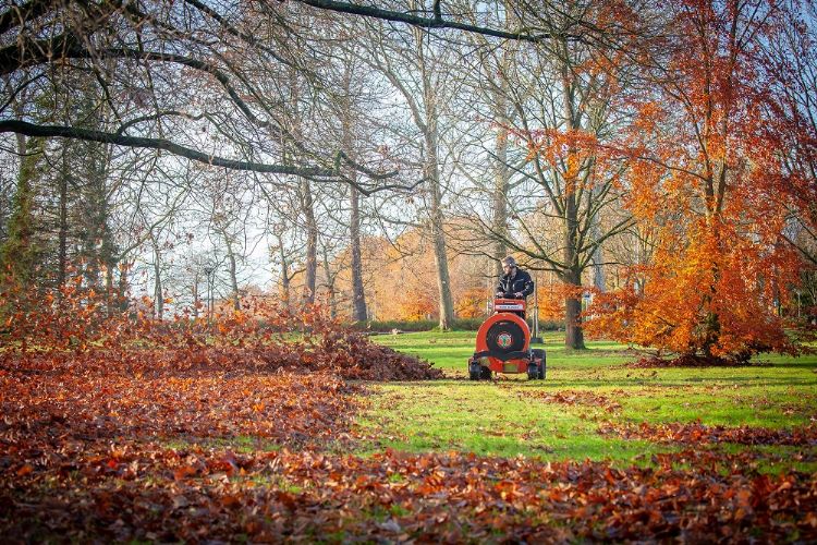 De Biga Groep gebruikt de machines vaak in parken om het blad terug te blazen onder de bomen. De Biga Groep gebruikt de machines vaak in parken om het blad terug te blazen onder de bomen.