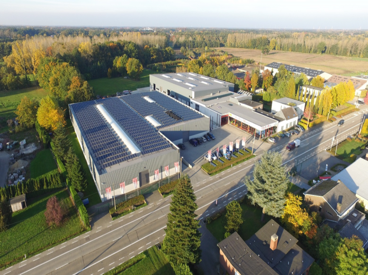 Het pand van het moederbedrijf in het Belgische Houtvenne Het pand van het moederbedrijf in het Belgische Houtvenne