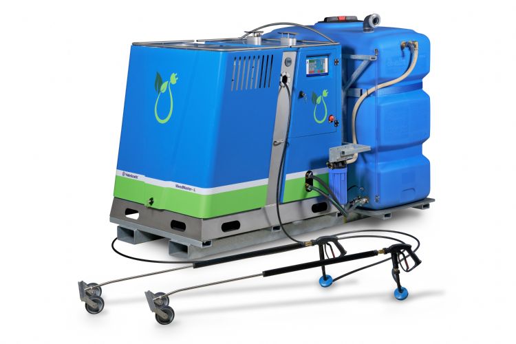 De elektrisch werkende unit staat op een stevig frame. De elektrisch werkende unit staat op een stevig frame.