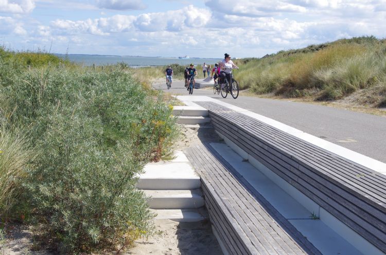 Inrichtingselementen raken overgroeid en worden onderdeel van het duin. Inrichtingselementen raken overgroeid en worden onderdeel van het duin.