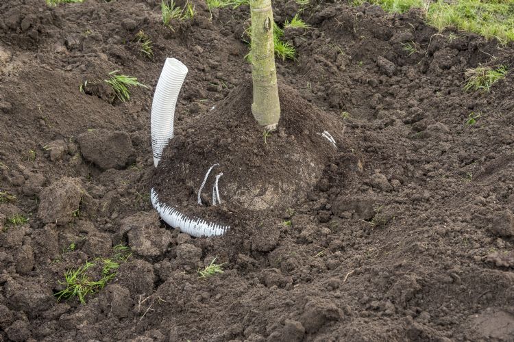 Natudrain halverwege de aanleg Natudrain halverwege de aanleg