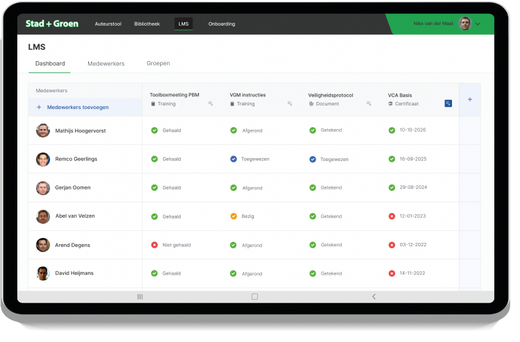 Screenshot Leermanagementsysteem KENNISS Screenshot Leermanagementsysteem KENNISS