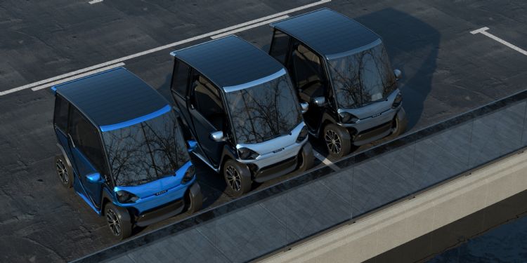 Minicars op een hub in een deelsysteem (foto: Squad Mobility)