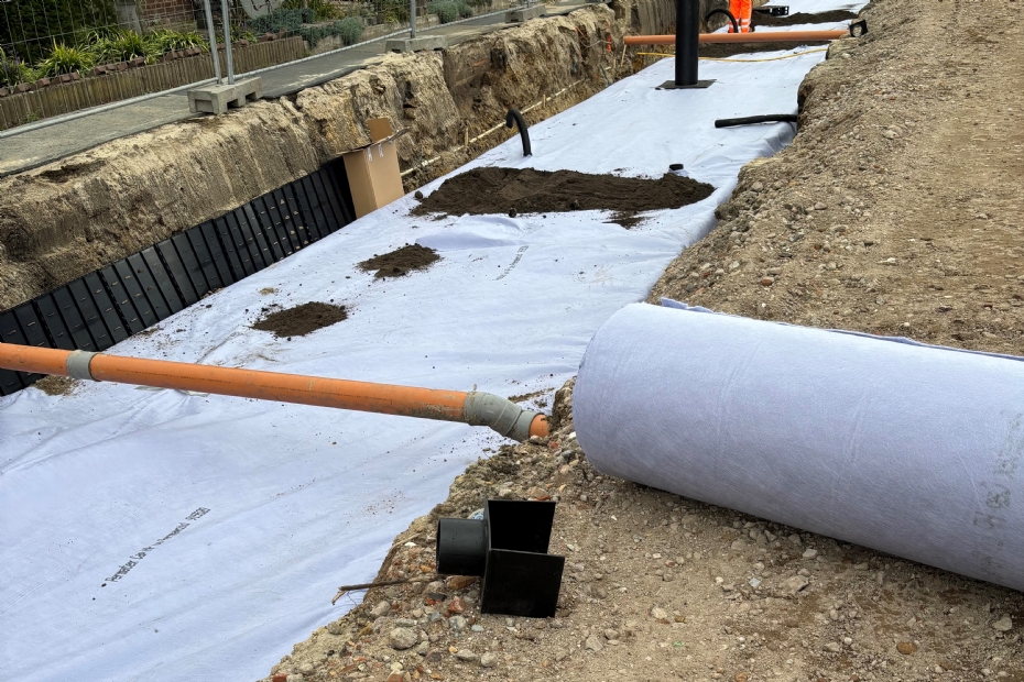 Aanleg drainagebuizensysteem