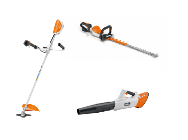 Stihl Accubosmaaier, Stihl Accuheggenschaar en de Stihl Accubladblazer. Stihl Accubosmaaier, Stihl Accuheggenschaar en de Stihl Accubladblazer.