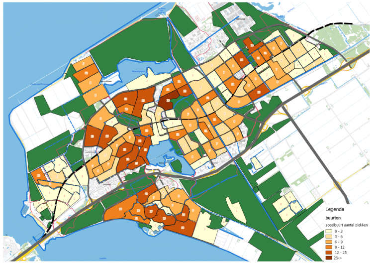 Figuur 2 Data over aantal plekken in een speelbuurt Figuur 2 Data over aantal plekken in een speelbuurt