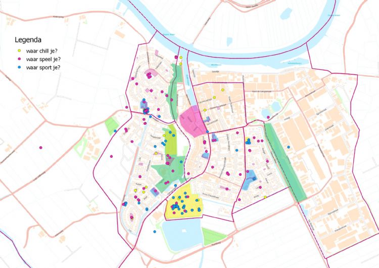 Figuur 7: Gebruikersinformatie over plekken waar kinderen chillen, spelen en sporten Figuur 7: Gebruikersinformatie over plekken waar kinderen chillen, spelen en sporten