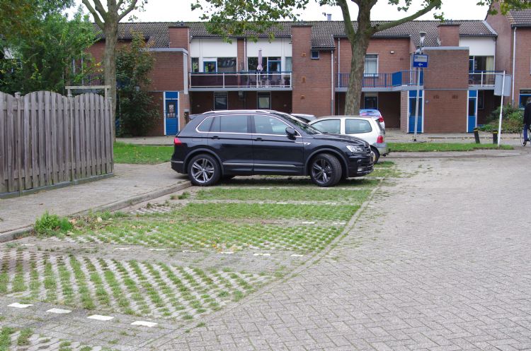 Halfopen parkeervakken zijn in Houten inmiddels de norm. Halfopen parkeervakken zijn in Houten inmiddels de norm.