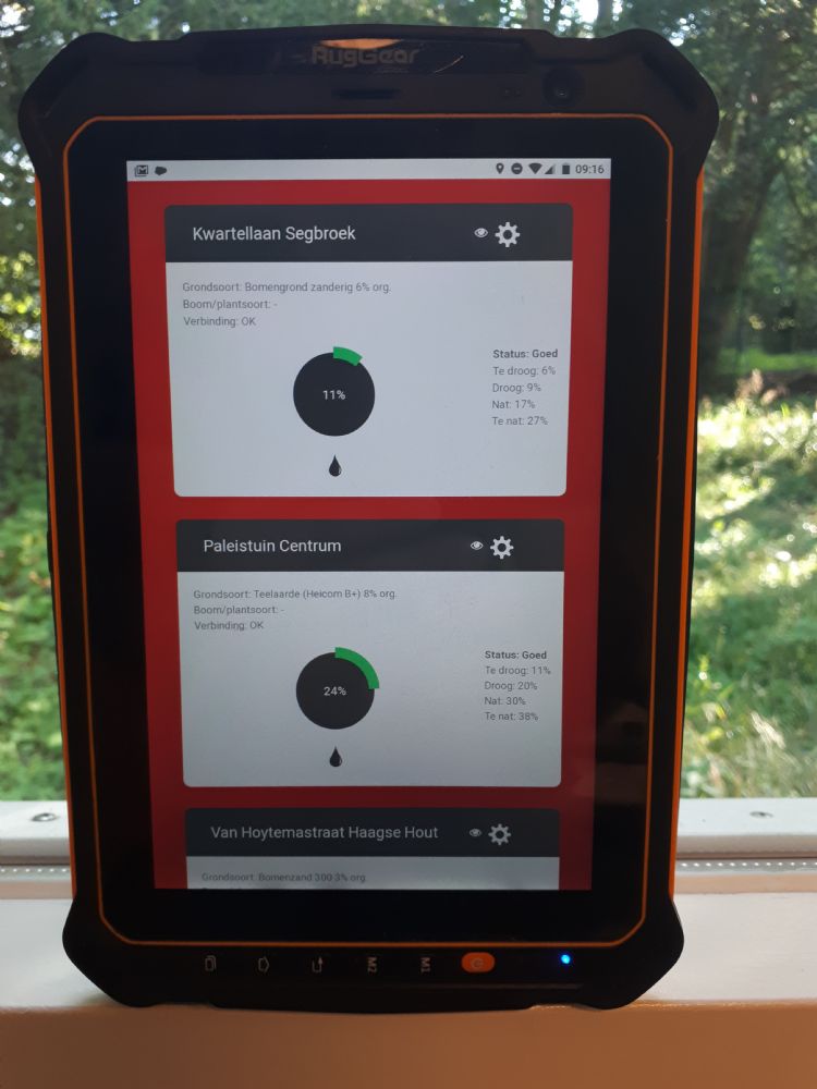 De veldcomputer van de gemeente Den Haag, waarop de metingen realtime zichtbaar zijn De veldcomputer van de gemeente Den Haag, waarop de metingen realtime zichtbaar zijn