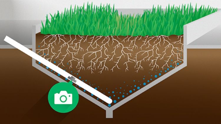Plexiglas leidingen lopen in een hoek onder de grasplanten door tot op de bodem van de kuil. Daarin zitten multispectrale camera's, die de wortelgroei op verschillende momenten van groei en stress vastleggen. Hierdoor ontstaat een nauwgezet beeld van de v