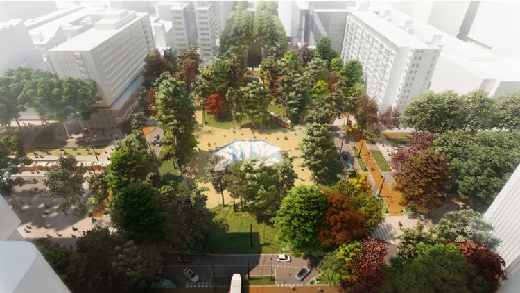 Artist impressie van het nieuwe Hofplein in Rotterdam. Beeld: Juurlink + Geluk
