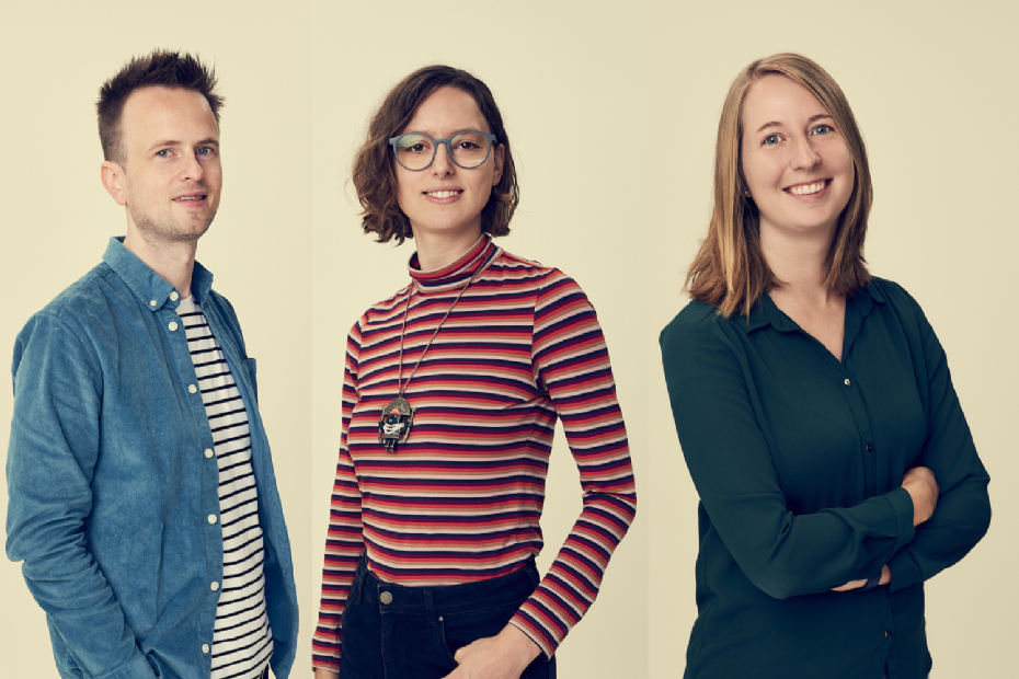 V.l.n.r. Mark Noordzij, Robin Rauws en Daniëlle Ruikes, onderzoekers aan het Mulier Insituut