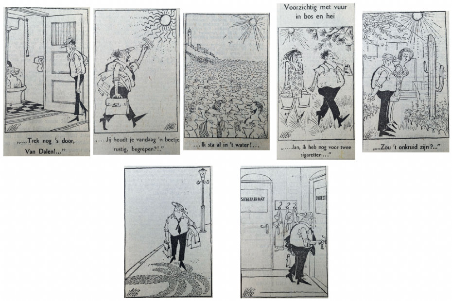 Een compilatie van cartoonist Wibo in de Volkskrant in de hete zomer van 1976