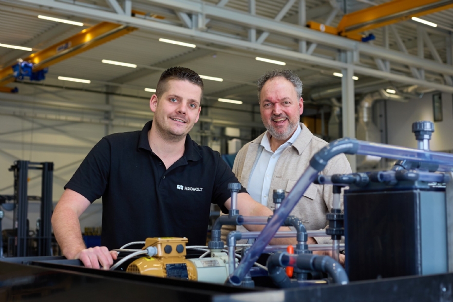Erik Helmink (l) en Hessel Peeters, de oprichters van H2OVolt